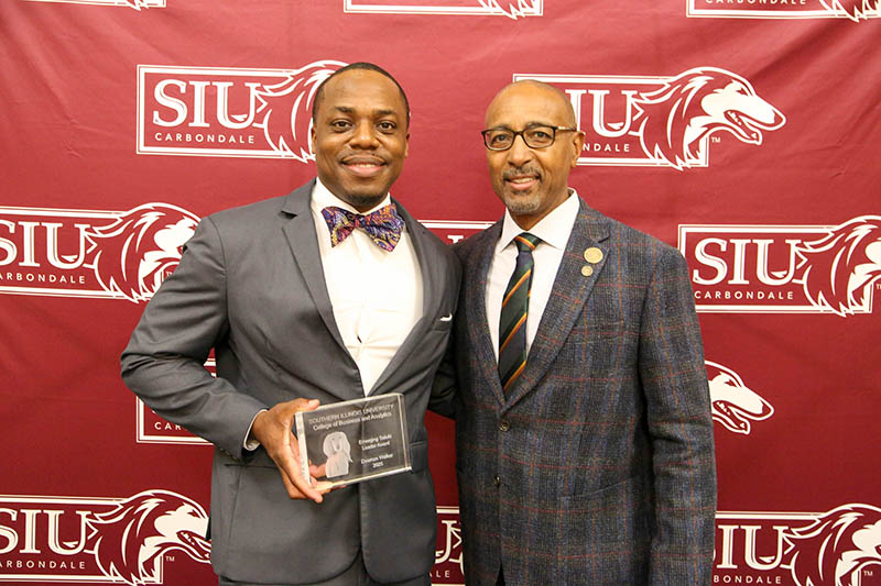 Desmon Walker with SIU Dean Marc Morris