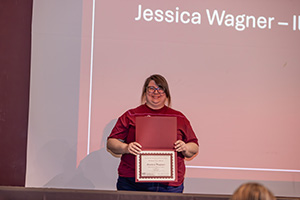 Jessica Wagner poses with certificate