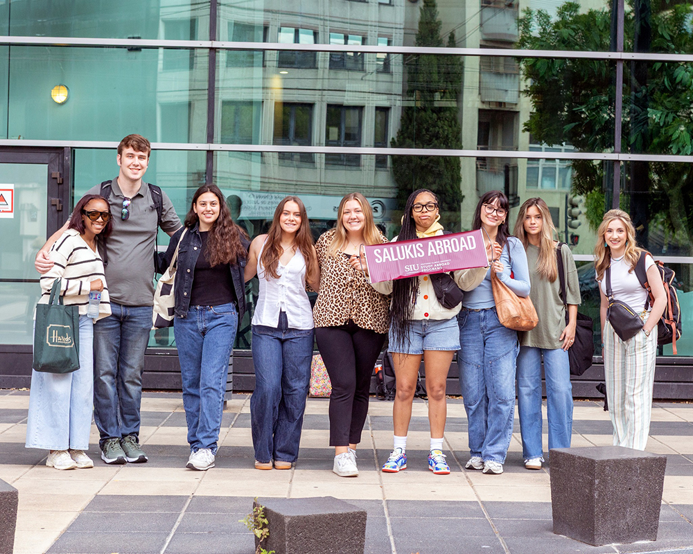 SIU students pose together during study abroad trip to France